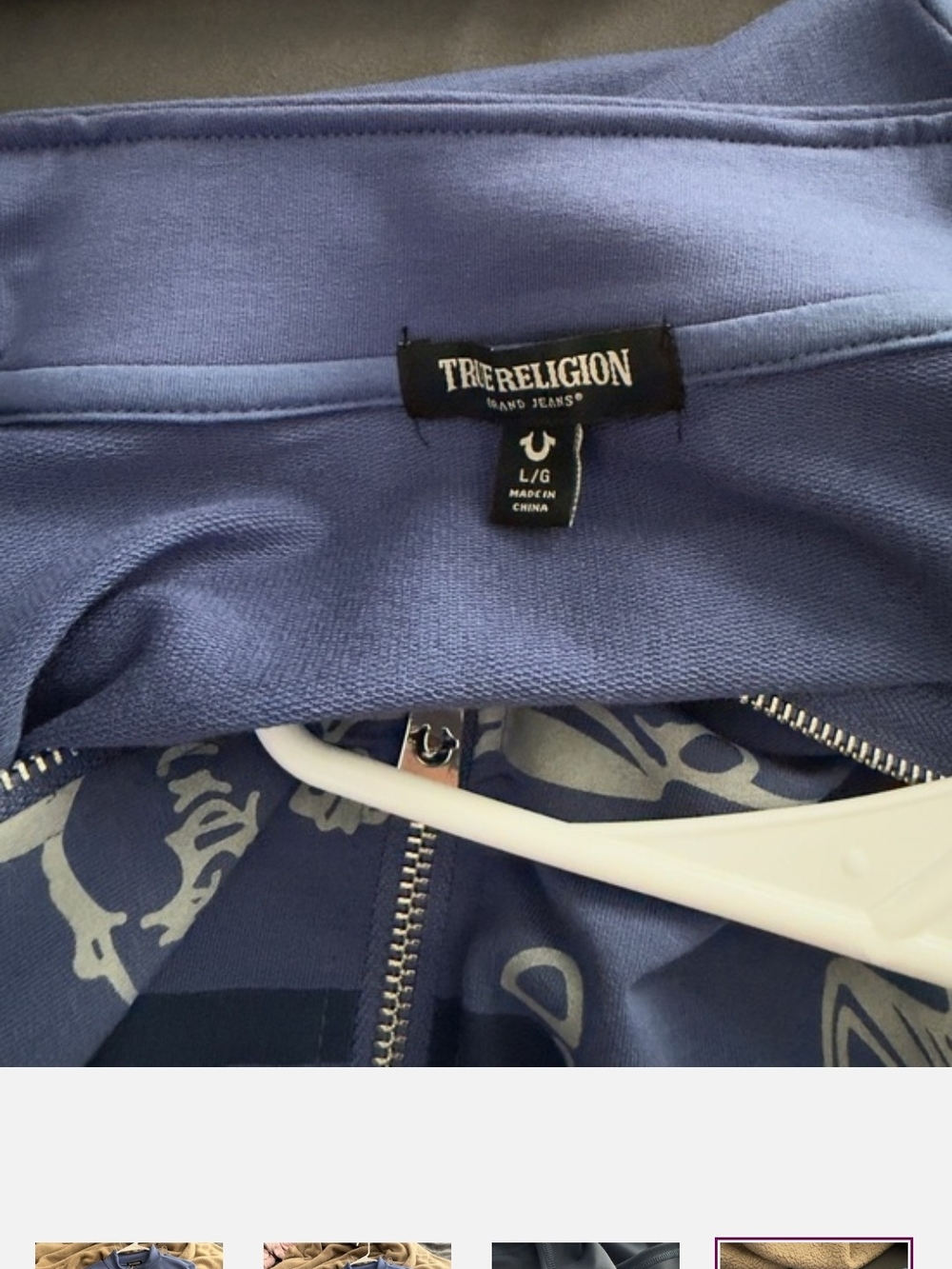 True Religion Blue Zip Hoodie and Matching Shorts Set Brand New Still - Picture 4 of 4